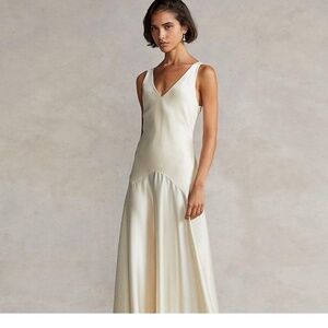 Ralph Lauren satin long dress cream